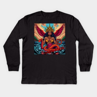 MAMA D'LEAU – FULL COLOUR – FETERS AND LIMERS – CARIBBEAN FOLKLORE EVENT DJ GEAR Kids Long Sleeve T-Shirt